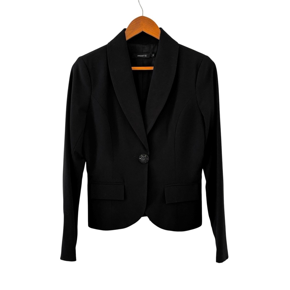Arden B Blazer Jacket Y2K Womens 10 Black One Button Career Office Cocktail